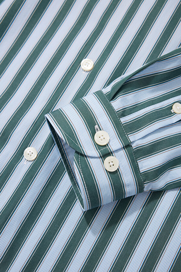 Relax Fit Blue Striped Men's Shirt 7