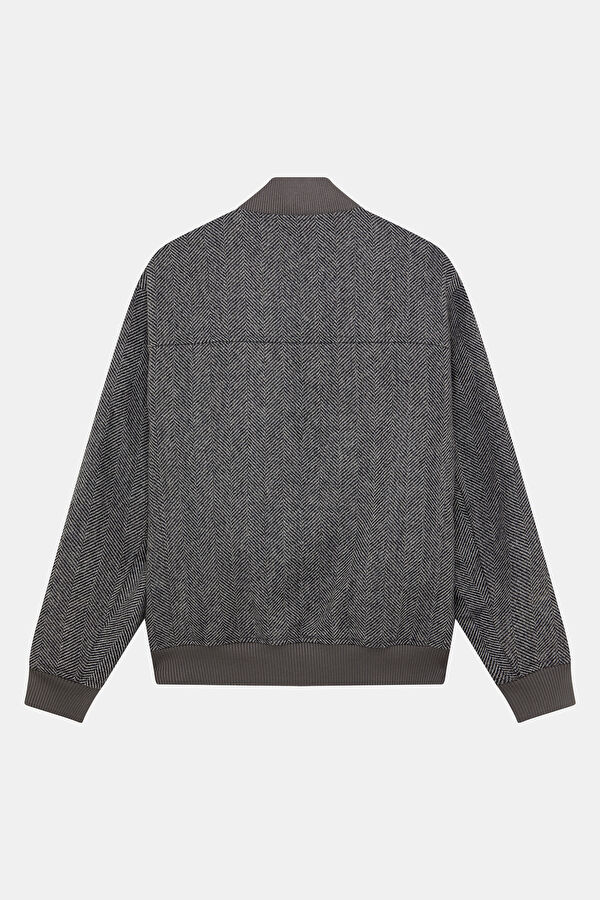 Dark Grey Zip-Up Wool Men's Jacket 5