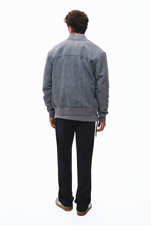 Dark Grey Zip-Up Wool Men's Jacket 2