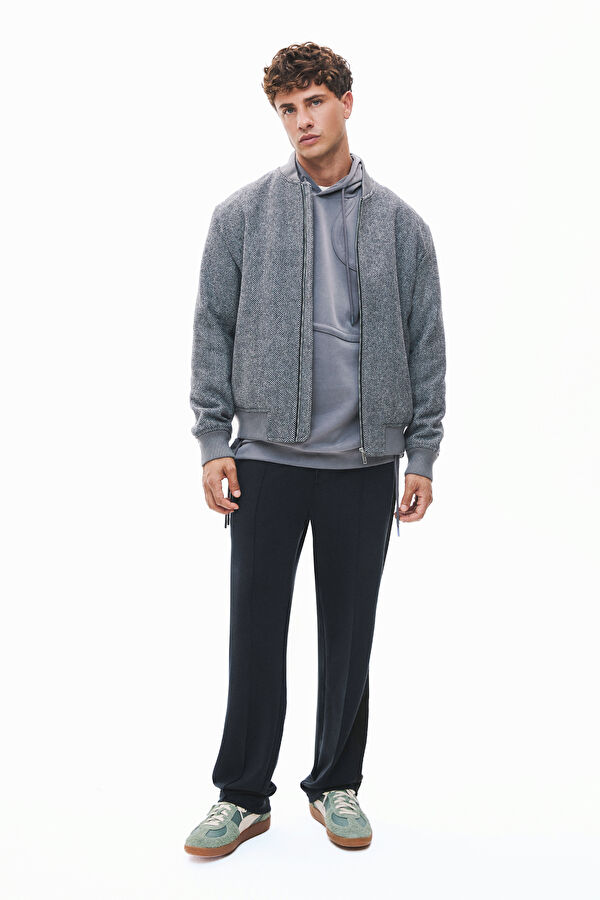 Dark Grey Zip-Up Wool Men's Jacket 3