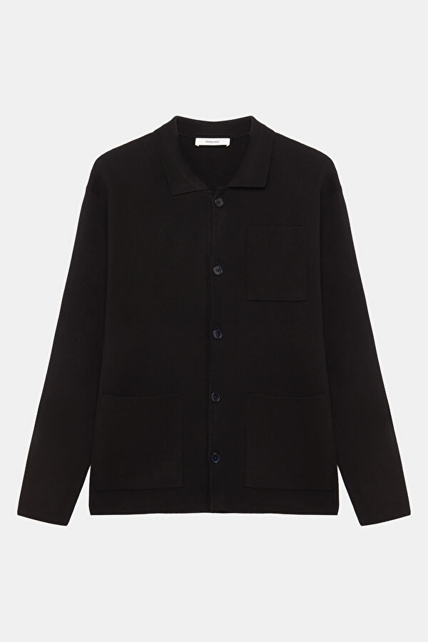 Black Buttoned Organic Cotton Men's Jacket