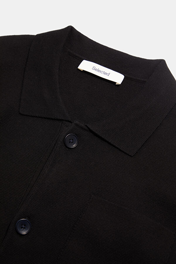 Black Buttoned Organic Cotton Men's Jacket 3