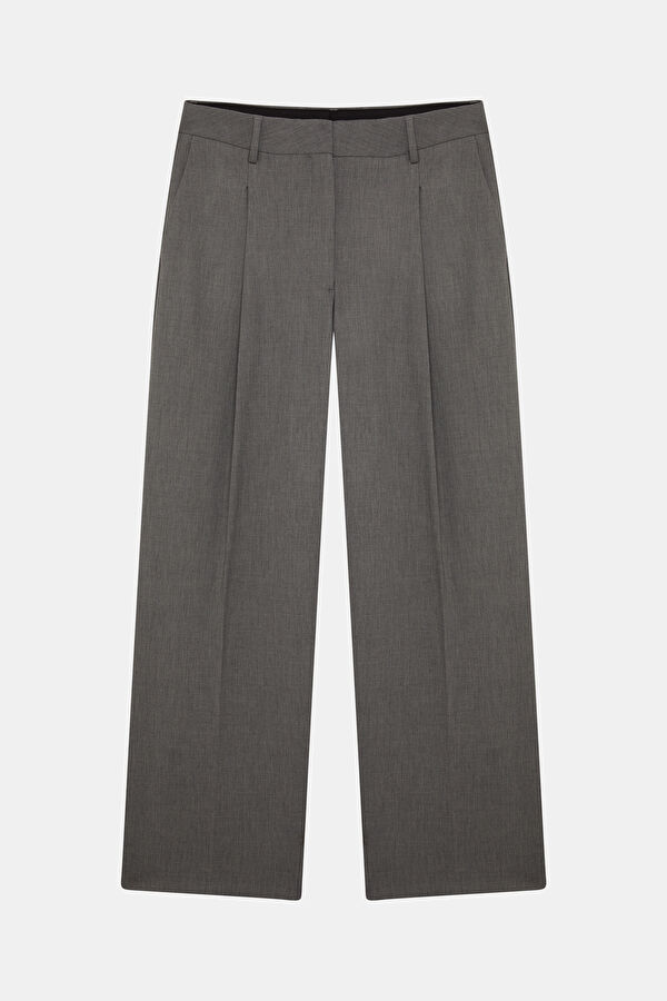 Grey Melange Straight Leg Women's Trousers
