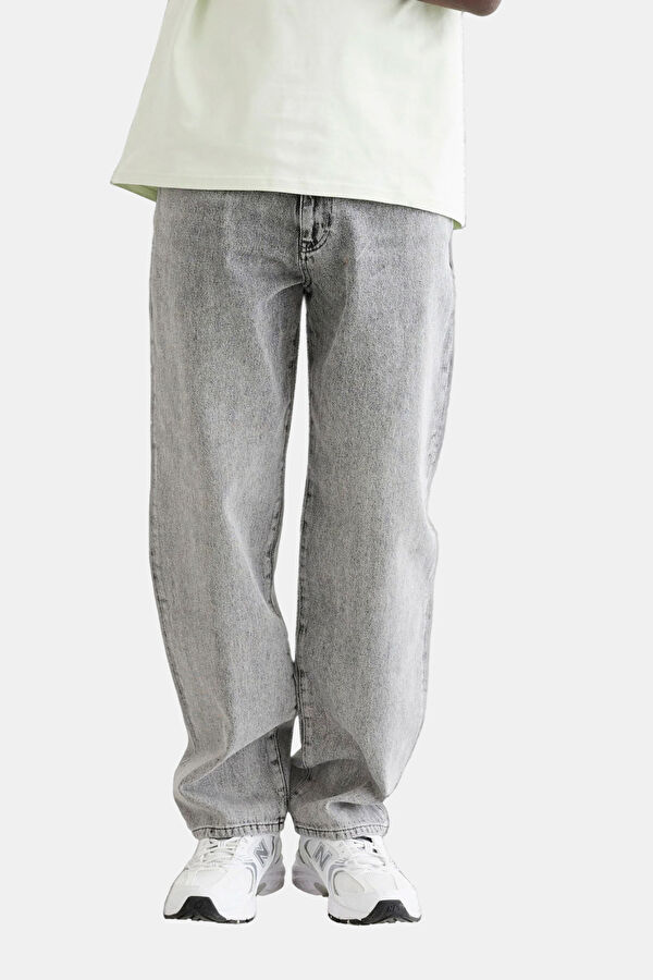 Relax Kalıp Gri Loose Erkek Jean Pantolon 4