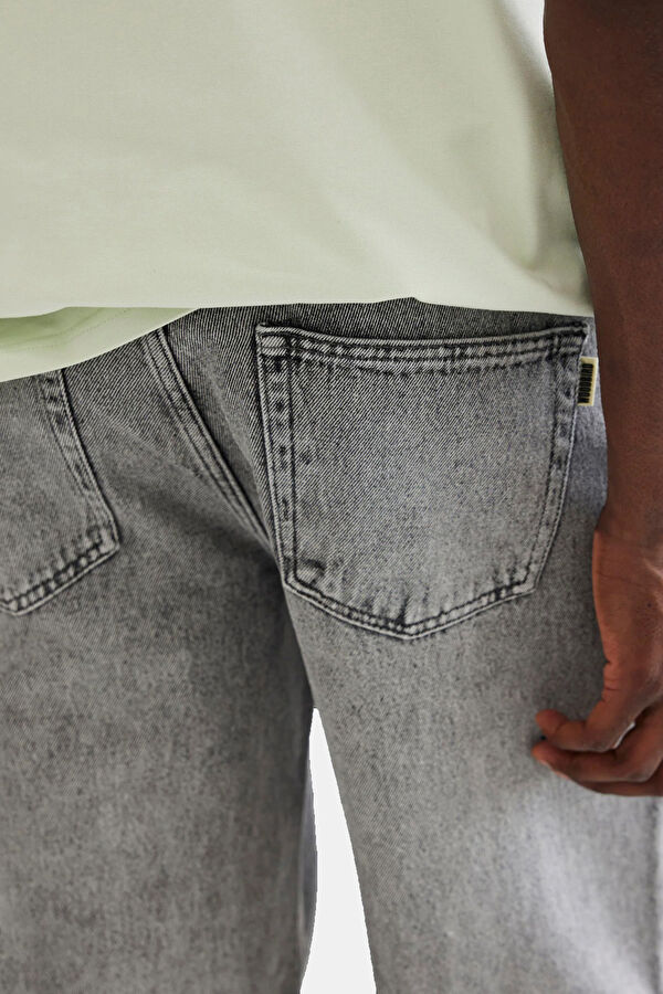 Relax Kalıp Gri Loose Erkek Jean Pantolon 5