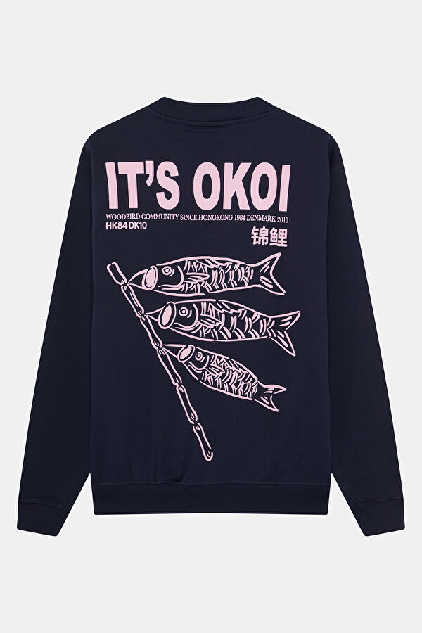 Lacivert Relax Kalıp Bisiklet Yaka Erkek Sweatshirt 2
