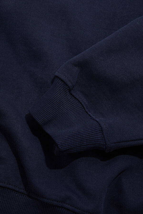 Lacivert Relax Kalıp Bisiklet Yaka Erkek Sweatshirt 5
