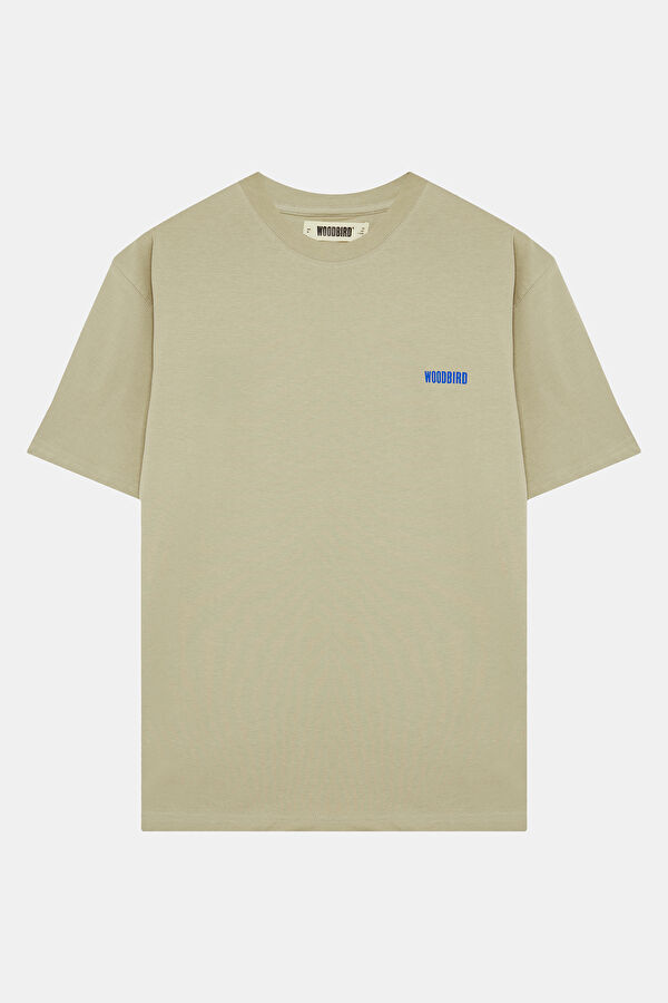 Relax Kalıp Haki Bisiklet Yaka Baskılı Erkek T-Shirt