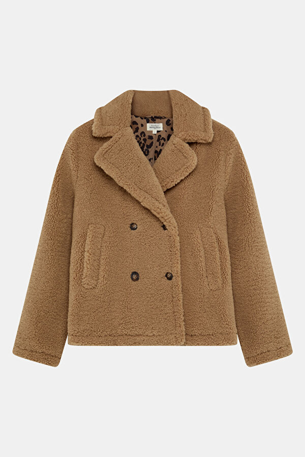 Bej Kadın Suni Kürk Kaban 3