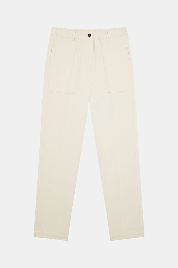 Krem Straight Kadın Pantolon 5
