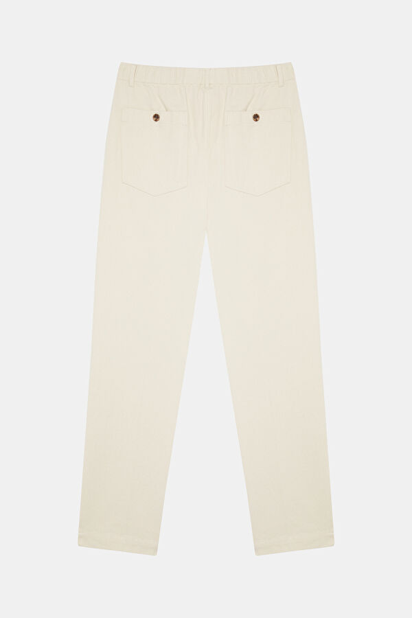 Krem Straight Kadın Pantolon 6