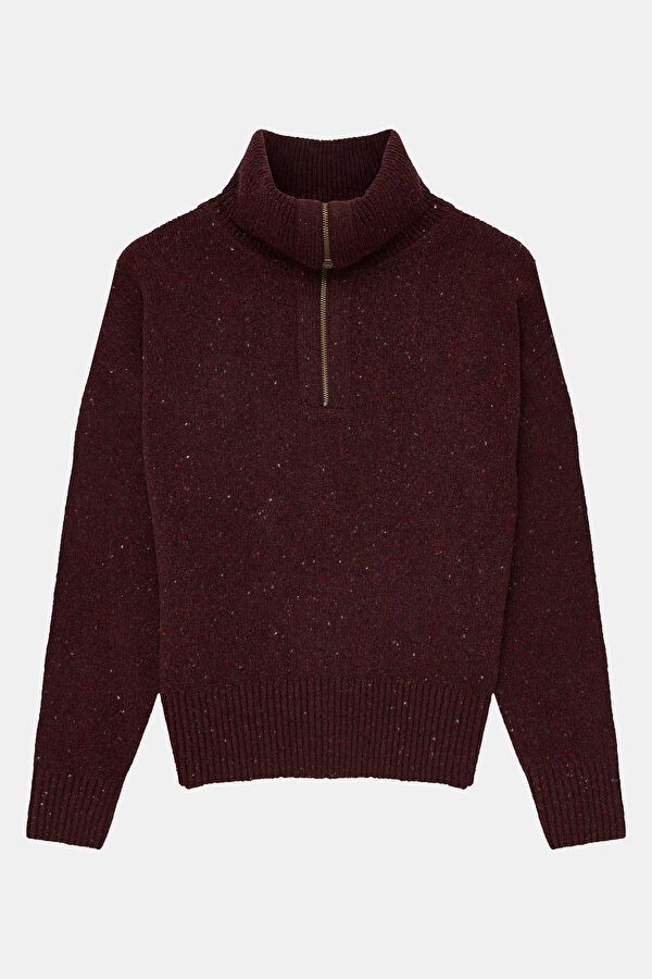 Lavensdale Half Zip Bordo Yün Kadın Kazak