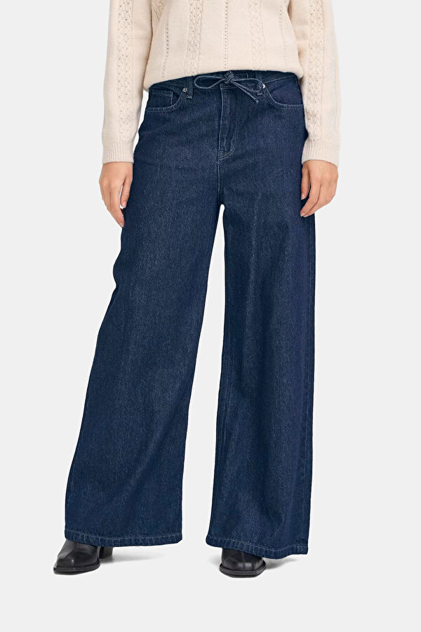 Navy Wide Leg Women's Jean Pants 2