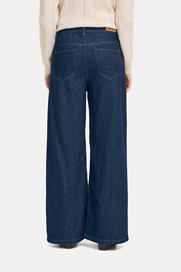 Navy Wide Leg Women's Jean Pants 3