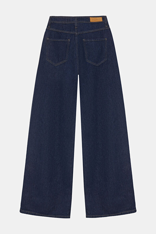 Navy Wide Leg Women's Jean Pants 4