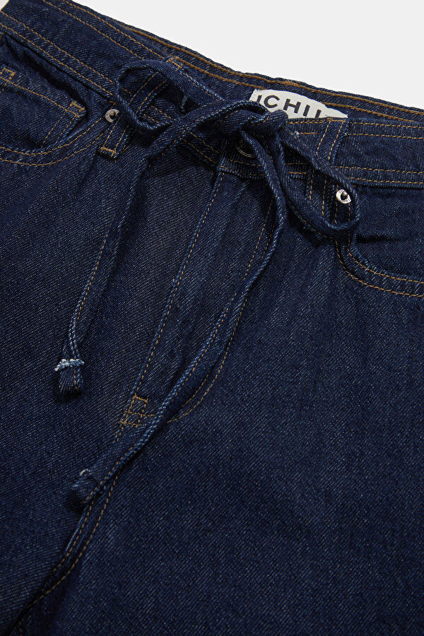 Navy Wide Leg Women's Jean Pants 5