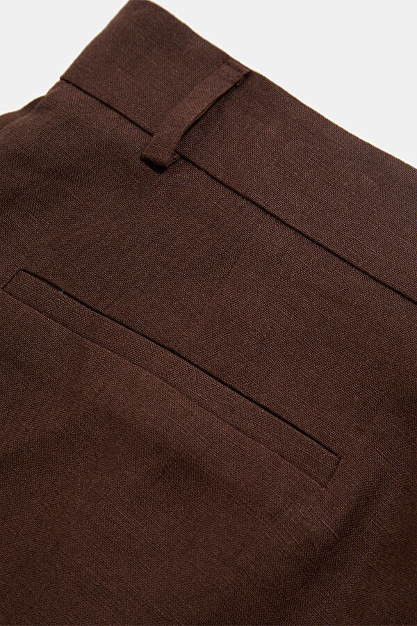 Coffee Brown Linen Women's Shorts 4