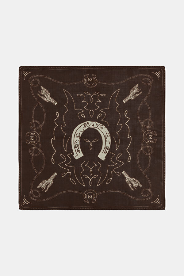 Kahve Desenli Yün Bandana