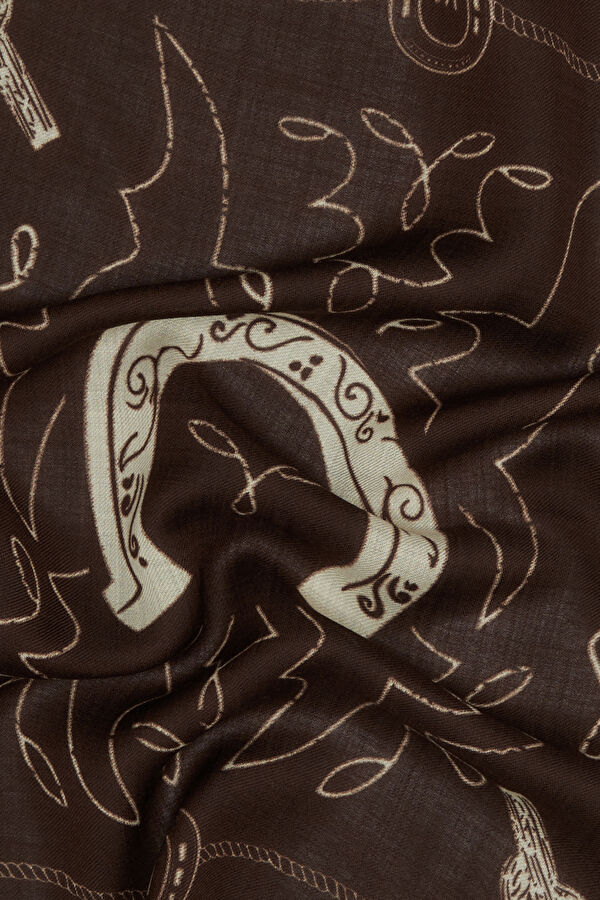 Kahve Desenli Yün Bandana 2