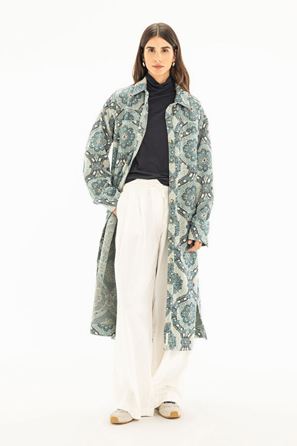 Blue Patterned Women's Cardigan