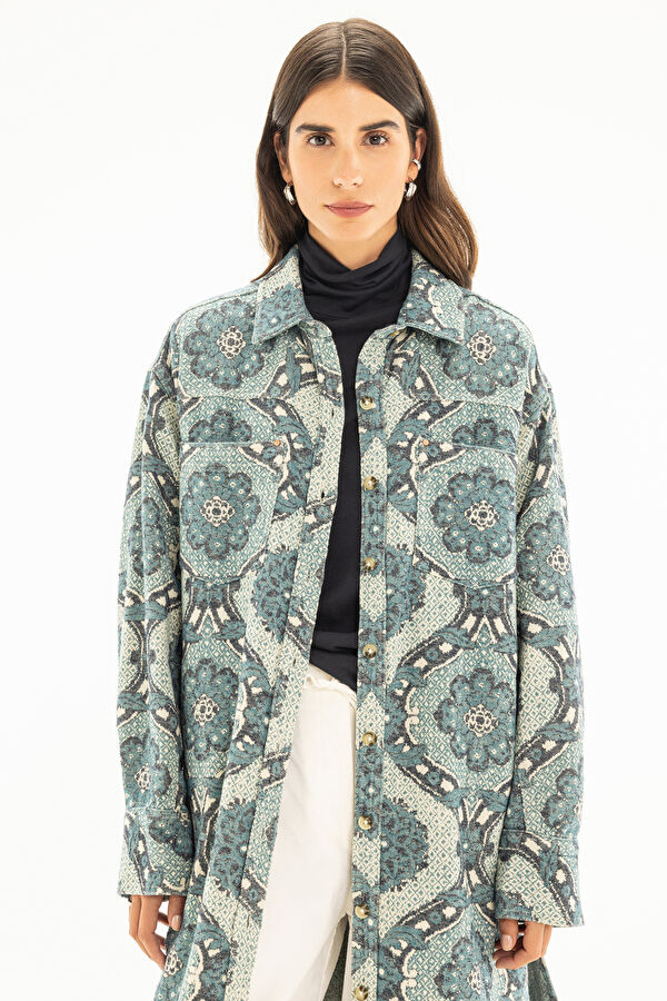 Blue Patterned Women's Cardigan 3