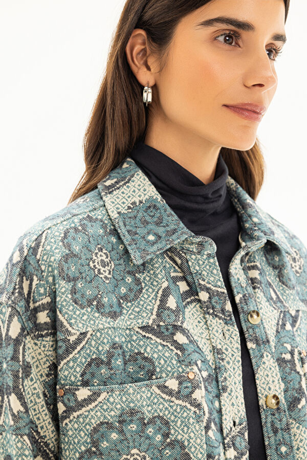 Blue Patterned Women's Cardigan 4