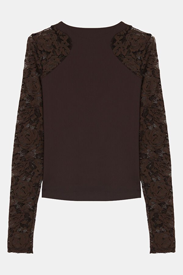 Coffee Long-Sleeved Women's Blouse 2