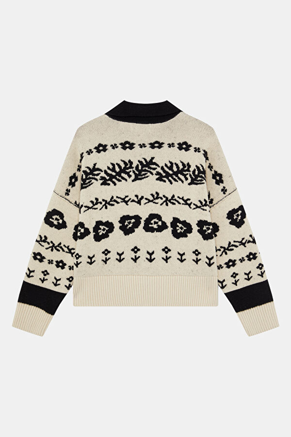 Siyah Desenli Kadın Hırka 6