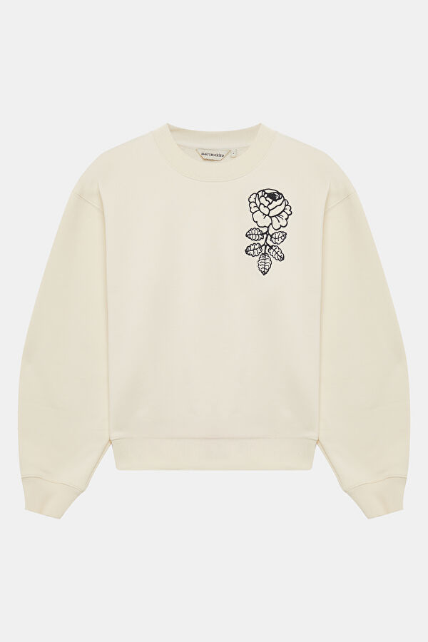 Cream Relax Fit Crew Neck Women's Sweatshirt