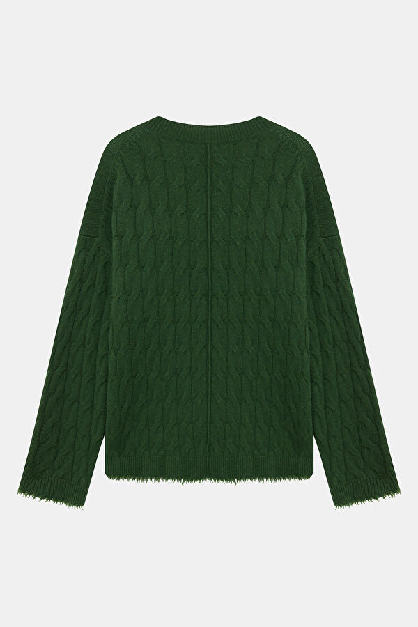 Dark Green Cashmere Women's Sweater 2