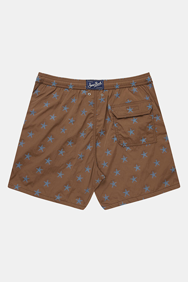 Men's Swimsuit with Coffee Pattern and Elastic Waistband 2
