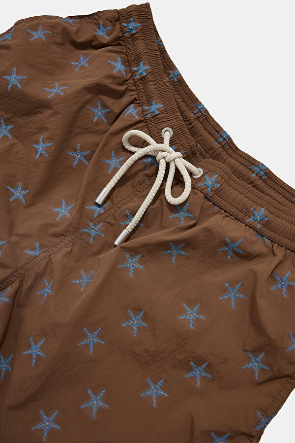 Men's Swimsuit with Coffee Pattern and Elastic Waistband 3