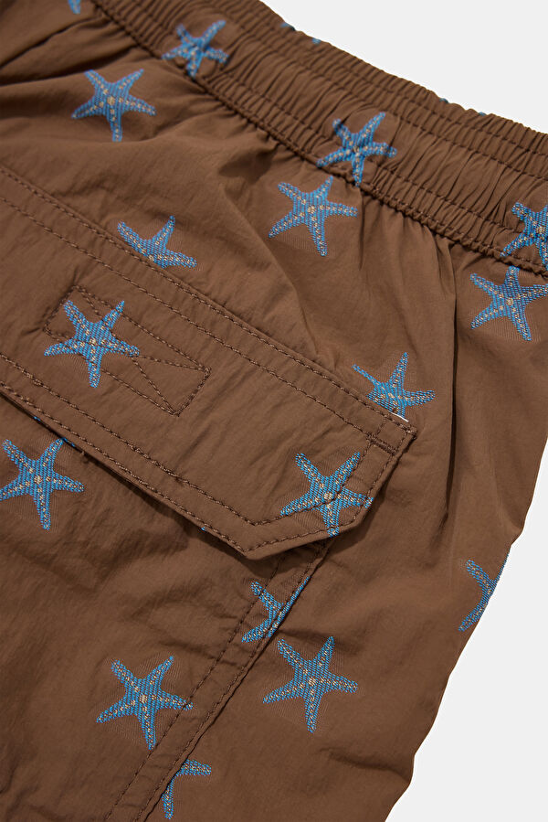 Men's Swimsuit with Coffee Pattern and Elastic Waistband 4