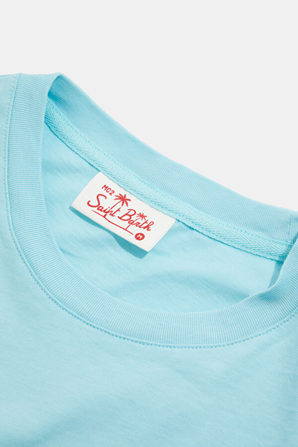 Relax Fit Light Blue Crew Neck Printed Men's T-Shirt 3