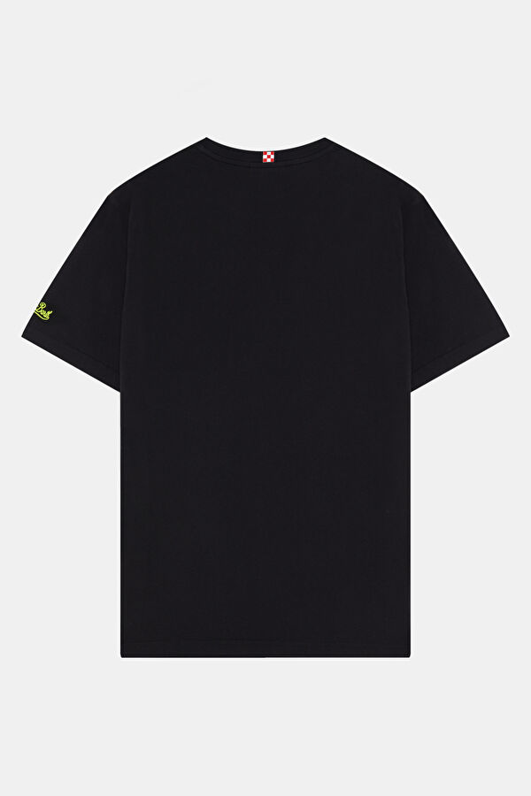 Relaxed Fit Black Crew Neck Embroidered Men's T-Shirt 2