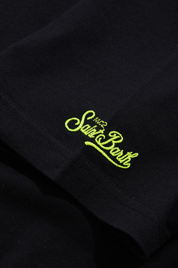 Relaxed Fit Black Crew Neck Embroidered Men's T-Shirt 5