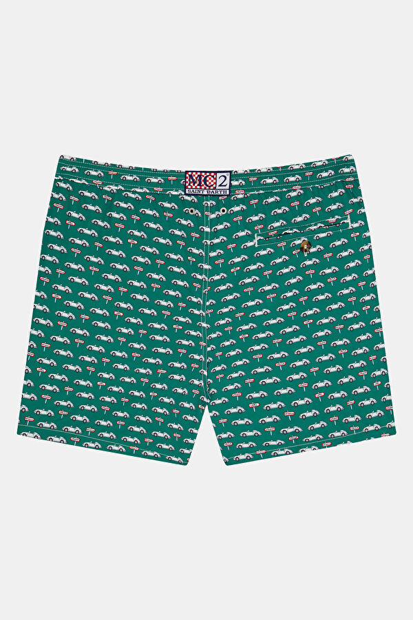 Green Patterned Elastic Men's Swimsuit 2