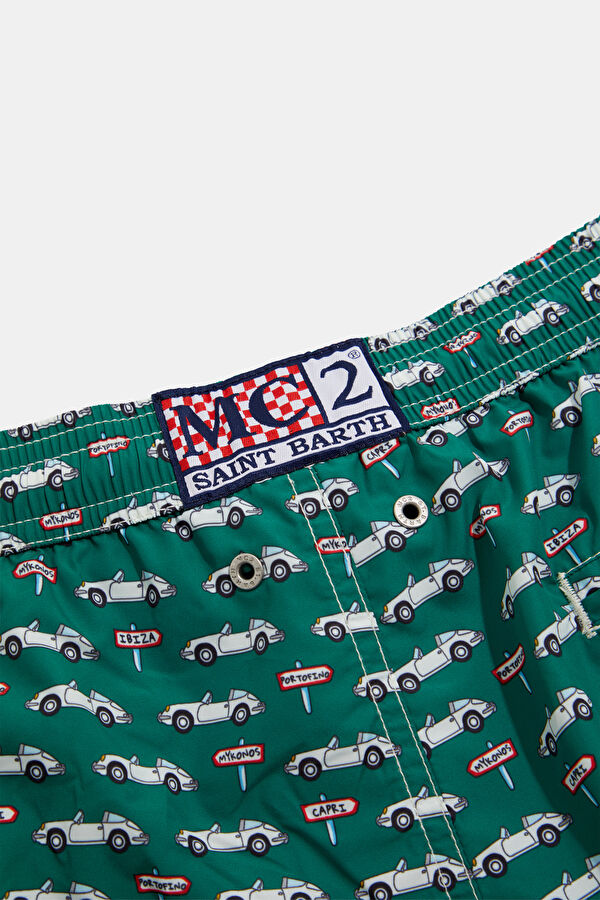 Green Patterned Elastic Men's Swimsuit 4