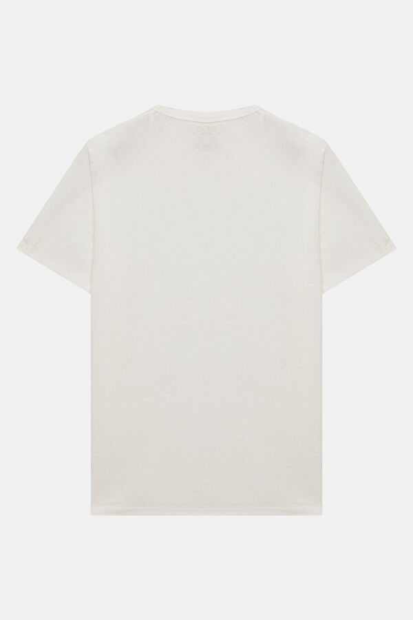 Relax Kalıp Beyaz Bisiklet Yaka Erkek T-Shirt 2