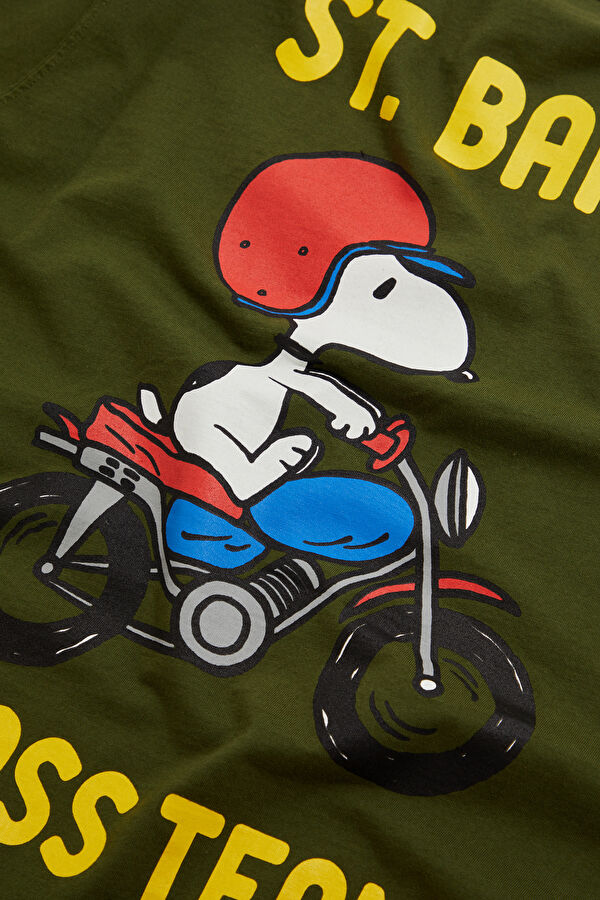 Relax Fit Khaki Crew Neck Printed Men's T-Shirt 6