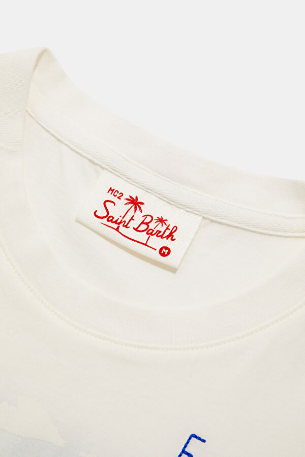 Relax Fit White Crew Neck Printed Men's T-Shirt 3