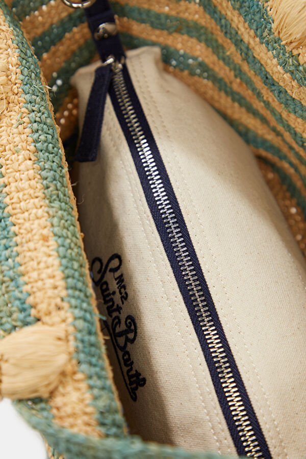 Raffia Beach Mid Turquoise Patterned Wool Bag 8