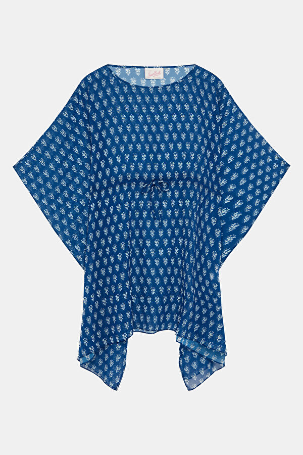Lacivert Desenli Mini Elbise