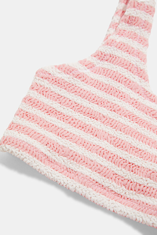 Pembe Çizgili Desenli Bağlamalı Bikini 3