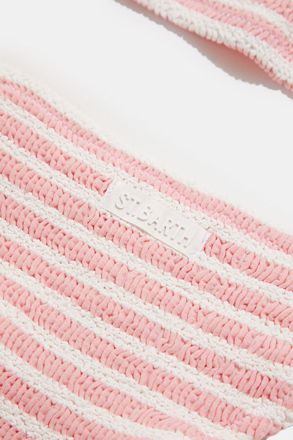Pembe Çizgili Desenli Bağlamalı Bikini 4