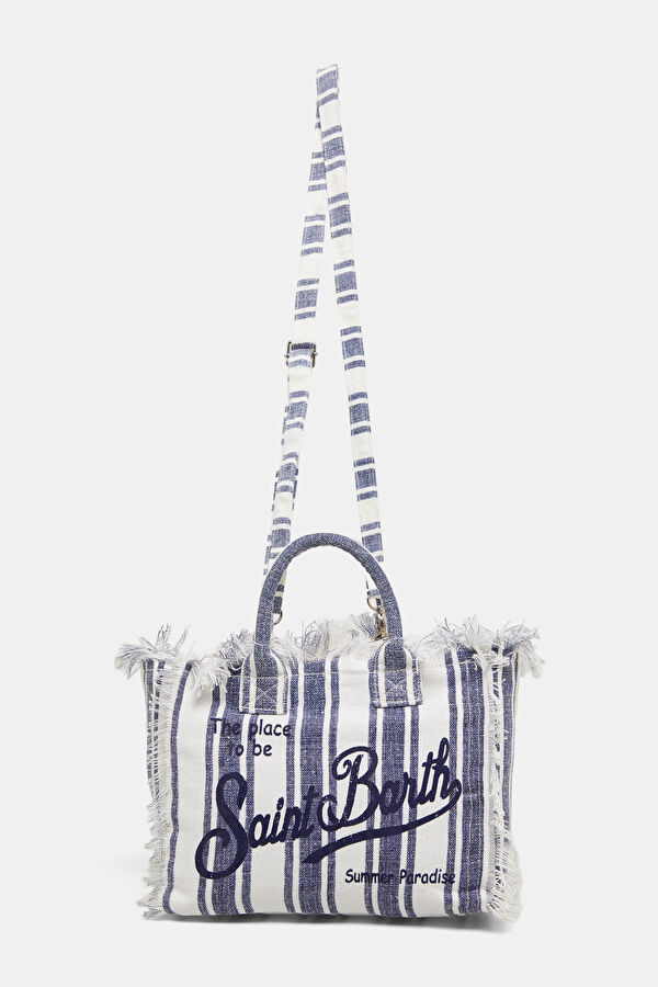 Colette Linen Blue Striped Patterned Bag 2