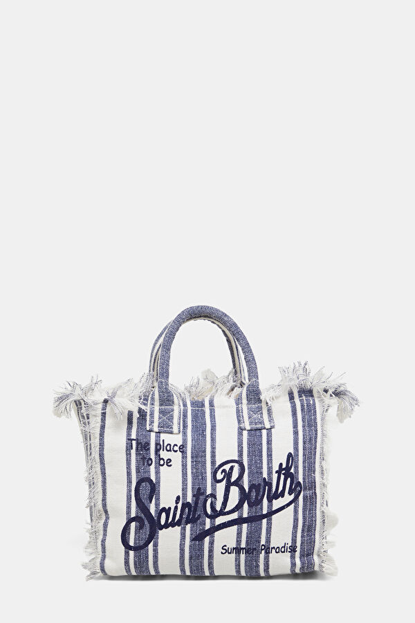 Colette Linen Blue Striped Patterned Bag 4