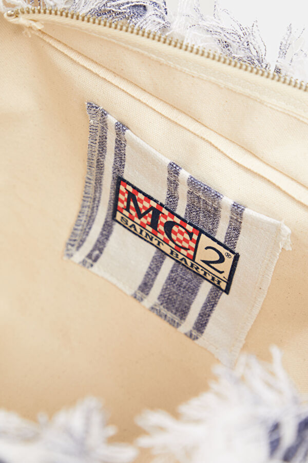 Colette Linen Blue Striped Patterned Bag 8