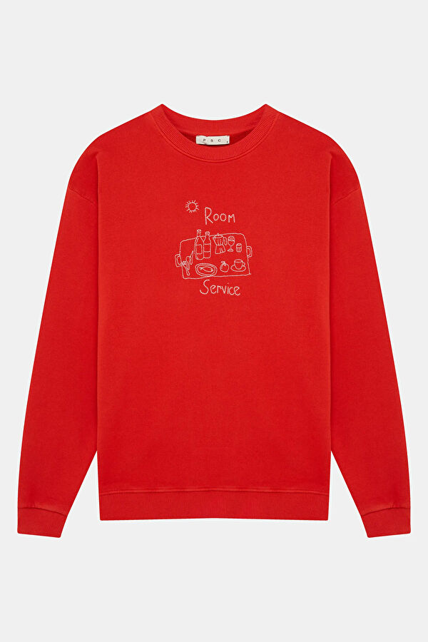 Kiremit Kapuşonlu Erkek Sweatshirt