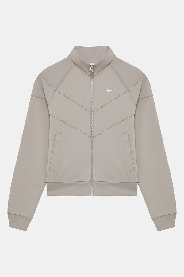 Gri Dik Yaka Kadın Sweatshirt